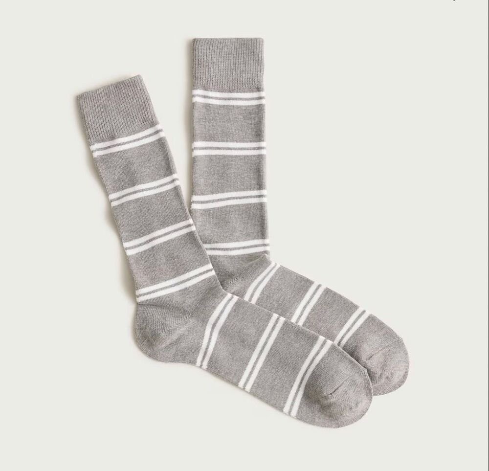 J. Crew Striped socks in Grey Heather White Stripe New